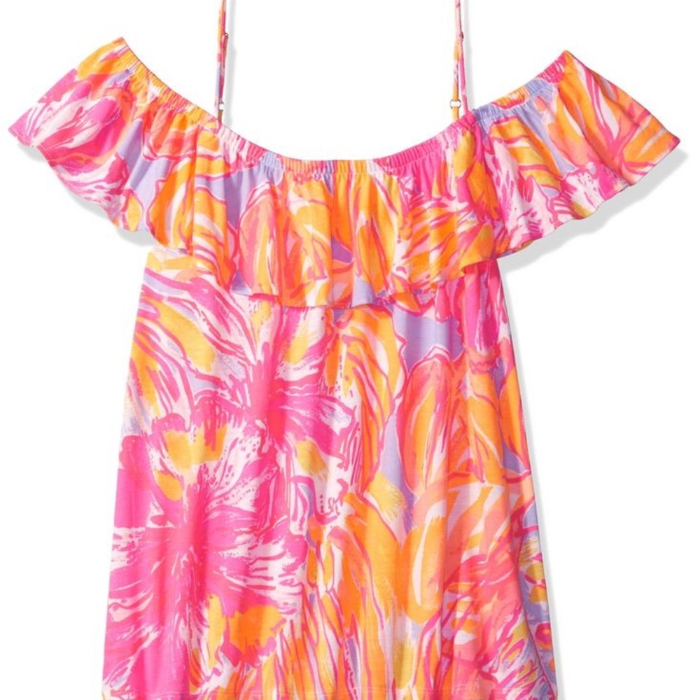 EUC -Lilly Pulitzer Cold Shoulder Ruffle Top – Size XL